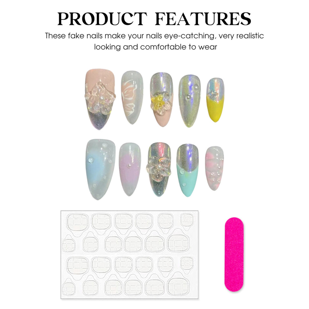 Roc-Electron (L) Flower Press-On Nails, Comfortable Diy Manicure