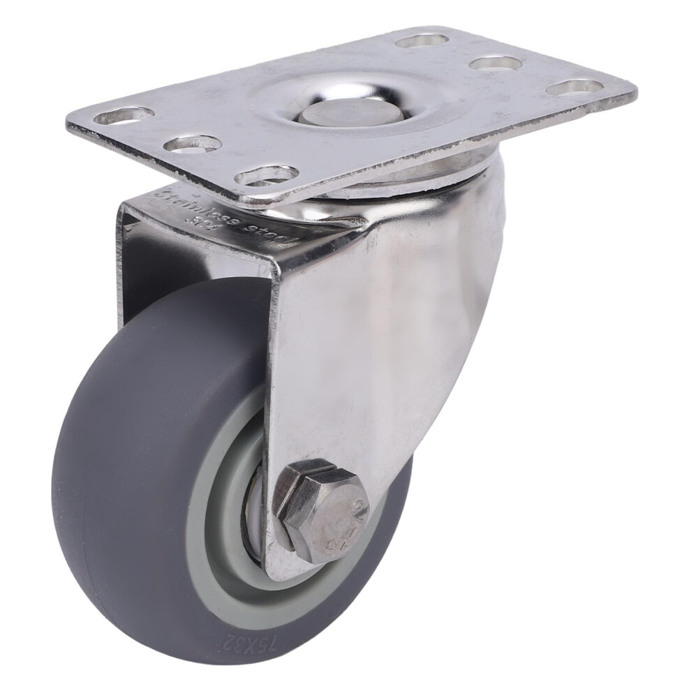 3 Inch Caster Wheels Heavy Duty Swivel, Stainless Steel Plate, Tpr Wheel, Quiet For Cart Workbench 9169991364889