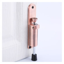 Spring Loaded Stainless Steel Door Stopper, Adjustable Telescopic Door Holder with Soft Rubber Foot, Black