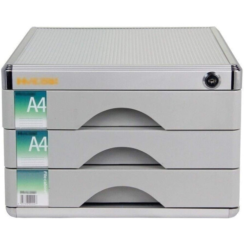 Lockable 3 Drawer Office Storage Cabinet with Secure Lock Protection, Durable Aluminum Alloy Organizer for Documents