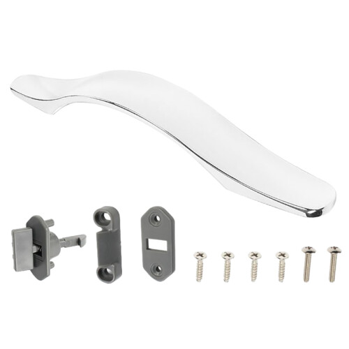 Door Handle Button Lock Push Button Pull Handle  Knob Chrome Arc Cabinet Lock for Trailer Caravan Truck