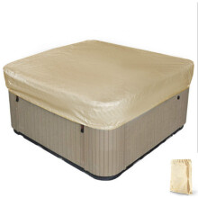 Hot Tub Cover Waterproof AllSeasons Square Fit 207x207x30cm Outdoor Spa Dust and Sun Shield Beige