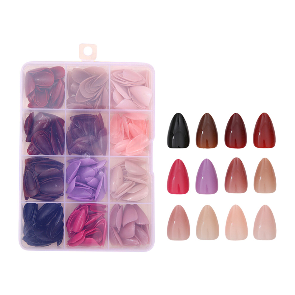 Roc-Electron (A001) Sweet Glossy Almond Press-On Nails - 360Pcs, Reusable