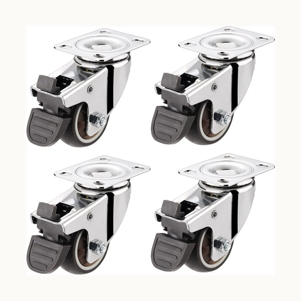 4Pcs Tpr Rubber Swivel Caster Wheels For Furniture, Chromeplated Quiet Rolling Heavy Duty Casters 9053599657996