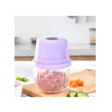 Electric Food Processor with 6 Stainless Steel Blades and 2 Bowls, Rechargeable Mini Meat Grinder for Vegetables and Meat, Purple