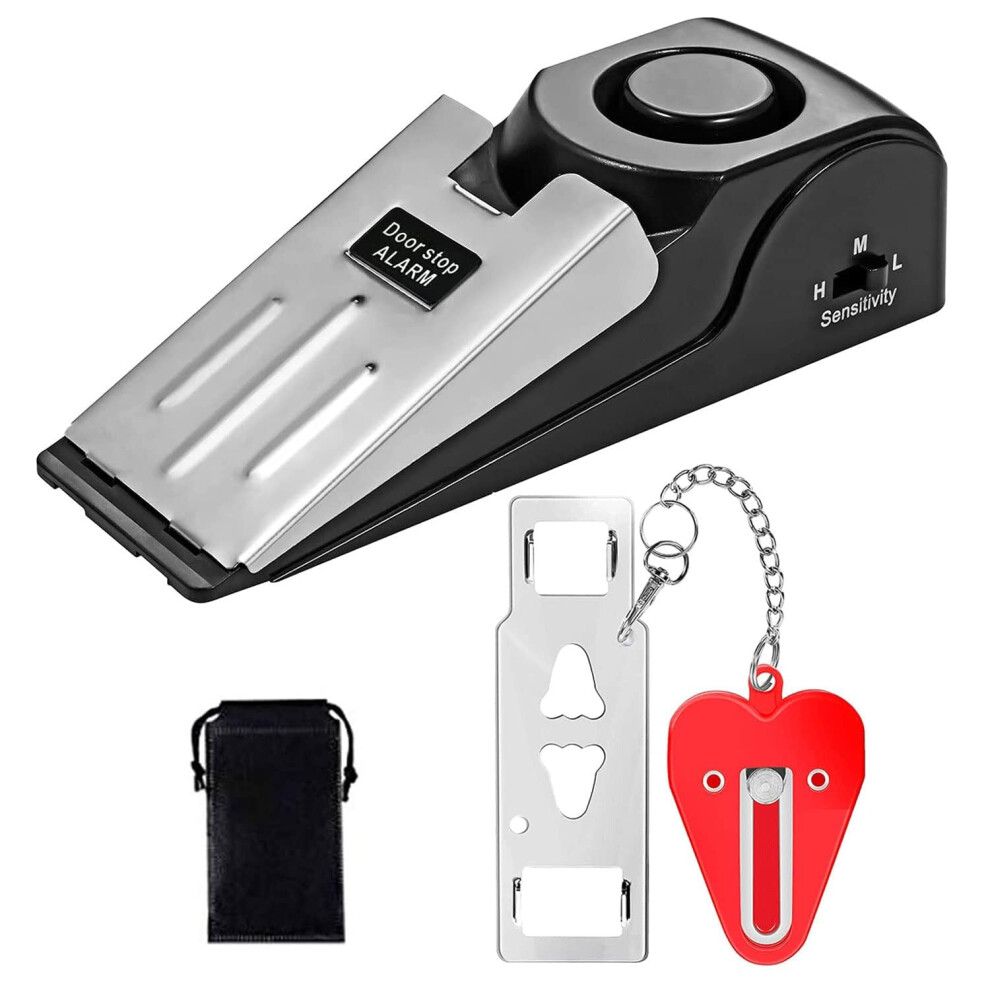 Door Stop Alarm And Portable Door Lock Set, 120 Db Alarm, Dual Protection For Travel, Home, Hotel 9073542461319