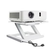 Projector Stand with Adjustable Height and USB Cooling Fan, Foldable Desktop Mount, Universal White