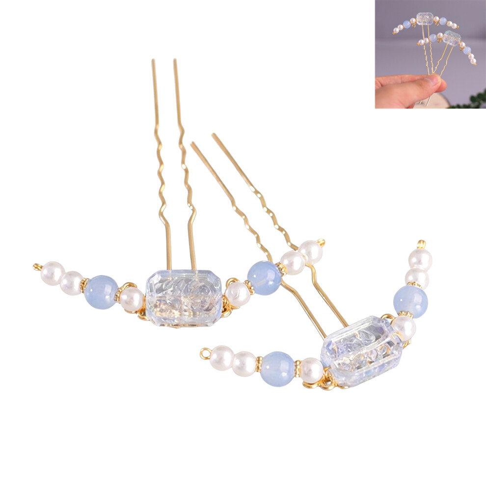 Reach-Tools Blue (Blue) Pearl Hanfu Hairpin - Tang Dynasty Style