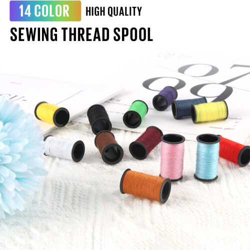 Portable Sewing Kit with Thread, Scissors & Needles
