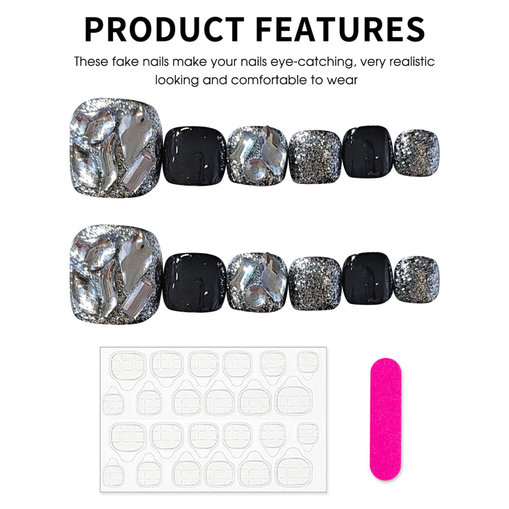 Dcph-Clothing (Xs) 10Pcs Metallic Glitter False Toenails