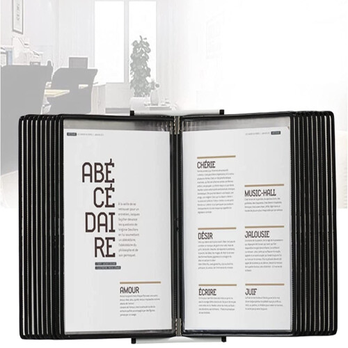Document Display Panel A4 20Page Flip Reference Organizer, WallMount Dual Mode Desktop System for Office 1