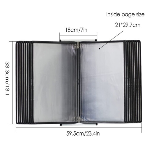 Document Display Panel A4 20Page Flip Reference Organizer, WallMount Dual Mode Desktop System for Office 2