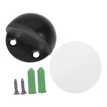 Black Stainless Steel Door Stopper Set, Matte Black Finish, Floor Mounted for Wall Protection