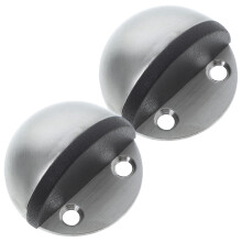 2pcs Stainless Steel Floor Mounted Door Stopper Set with Impact Absorbing Rubber Tip and Wall Protector