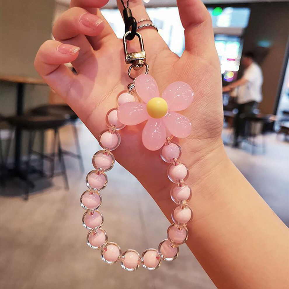 (Pink) Macaron Bead Phone Lanyard - Bag Charm Pink 6481414508032