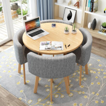 Small Round Dining Table Set for 4, Modern Kitchen Table and Chairs with Cushions, EasyClean