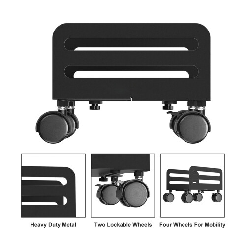 Adjustable PC Tower Stand with Wheels, Durable Metal CPU Holder, Lockable Base for Easy Mobility 2