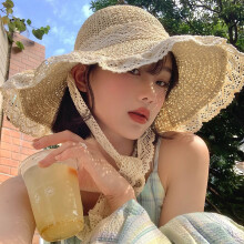 (Beige) French Style Straw Sun Hat for Women