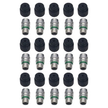 (15 Count) M12x1.5 Male High Side A/C Charge Port Valve Includes Caps for MT0105,800-955, 59946, 52458184, 15-5438