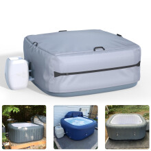 Hot Tub Cover 71 Inch Square Waterproof Insulated Outdoor Protective with Heat Retention Grey