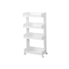 White Mobile Printer Stand with Storage Drawers and Wheels, Compact MultiLevel Office Organizer