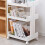 White Mobile Printer Stand with Storage Drawers and Wheels, Compact MultiLevel Office Organizer 4