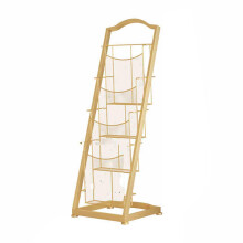 Gold Floor Standing Magazine Rack with 5 Tier Metal Storage, SpaceSaving Vertical Display Stand