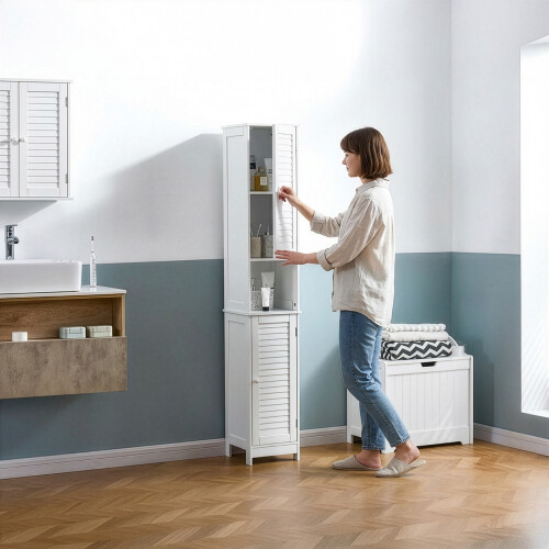 Home Discount Liano 2 Door Tallboy Bathroom Cabinet Storage Unit 2
