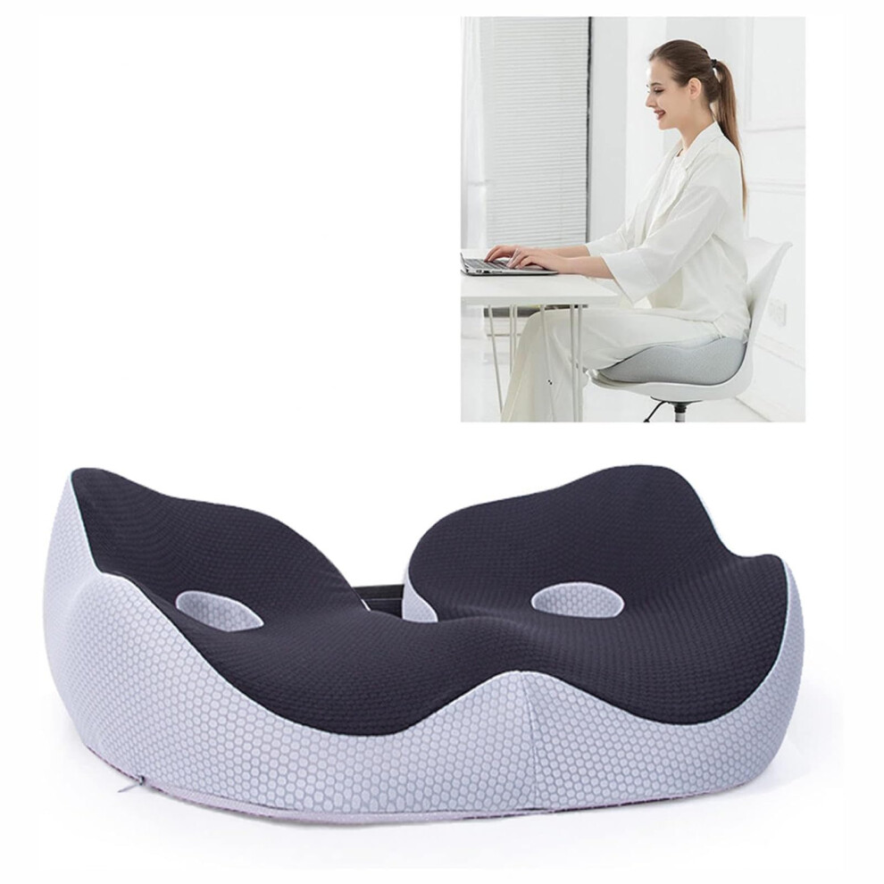 Memory Foam Coccyx Seat Cushion For Car And Office, Sciatica And Tailbone Relief, B Black 9169991377933