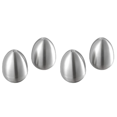 4 Pieces Stainless Steel Pepper Shaker Egg Shaped Salt Shaker Set Kitchen Tool
