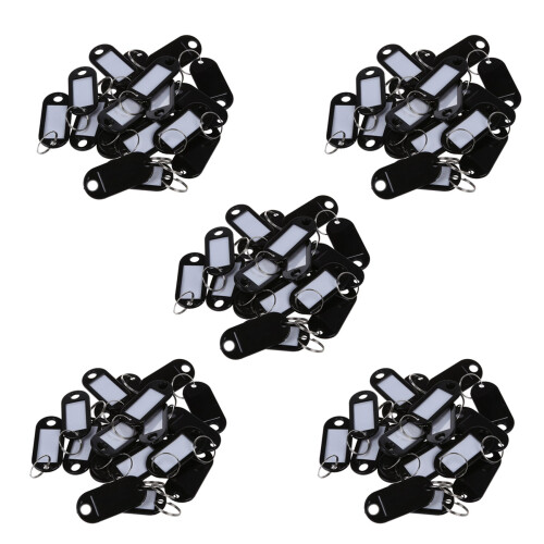 100 Pcs Key ID Label Tags Split  Keyring Keychain Black