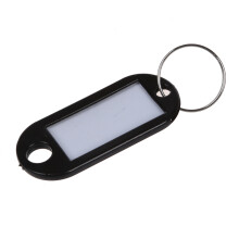 100 Stueck-Schluessel-ID-Label Ring Schluesselanhaenger Schwarz