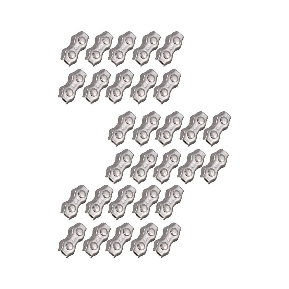 30 Pcs 3Mm Duplex Clips Stainless Steel Wire Cable Rope Grips Clamps Caliper 6034019120224