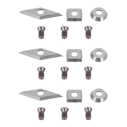 9Pcs Tungsten Carbide Cutters Inserts Set (Include 11Mm Square With Radius,12Mm Round,28X10Mm Diamond With  Point)