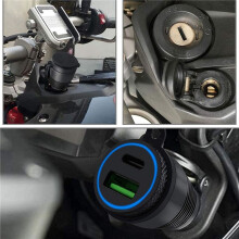 3X Motorcycle DIN Plug Waterproof Charger to QC3.0 USB Charger & Type C 30W Power Delivery Adapter Socket