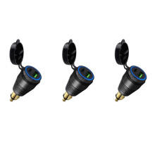 3X Cargador Impermeable con Enchufe DIN para Motocicleta Una Cargador USB QC3.0 Y Enchufe Adaptador de Suministro de Energía Tipo C de 30 W