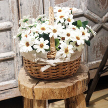 3X Hand-Woven Wicker Basket Simulation Flower Basket Single Handle Small Flower Basket with Hand Gift Basket