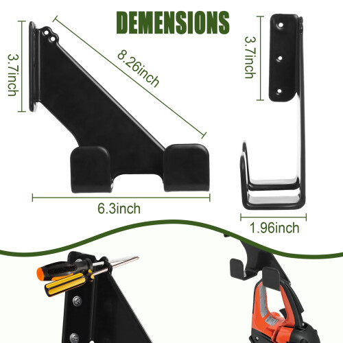Chainsaw Wall Mount Holder Rack 2 Pack Heavy Duty Rubber Coated Scratch‑Resistant Garage Storage 2
