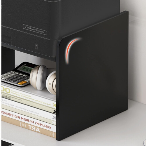 Gray MDF Printer Stand with DoubleLayer Storage and Drawer, SpaceSaving Desktop Shelf for Home Office 2