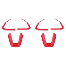 Red ABS Interior Steering Wheel Buttons Frame Cover for 3 6 CX-4 CX-5 CX-9 2016-2019(6Pcs)
