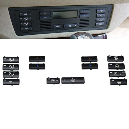 4X 14 Button Key Cap Car Air Conditioner A / C Control Panel  Button Key Cover for  E39 E53 525I 530I 540I M5 1