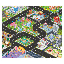 (70*80 city theme map) Foldable Waterproof Baby Play Mat - Kids Outdoor Toy Gift