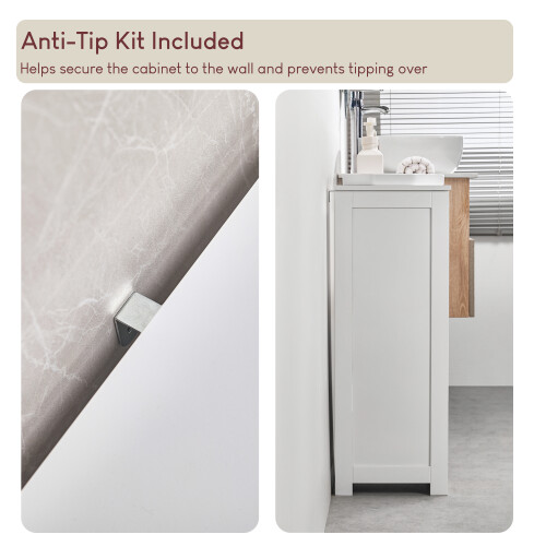 Home Discount Priano White 1 Drawer 1 Door Storage Cabinet 2