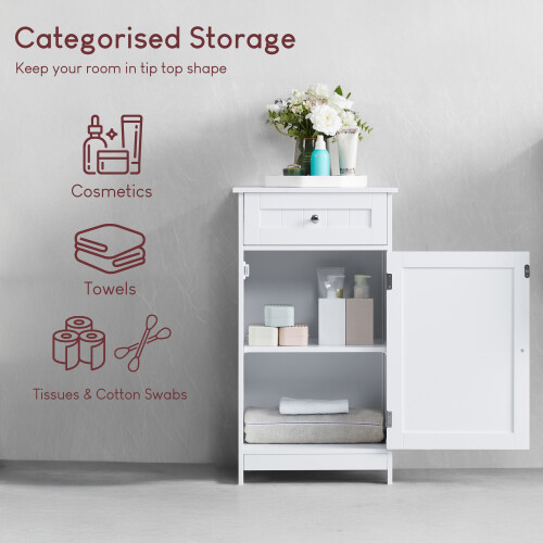 Home Discount Priano White 1 Drawer 1 Door Storage Cabinet 1