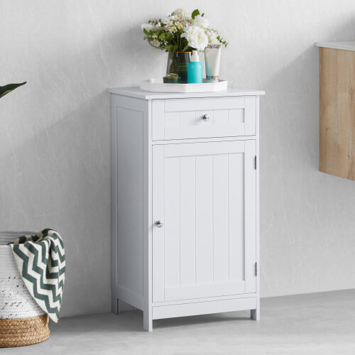 Home Discount Priano White 1 Drawer 1 Door Storage Cabinet