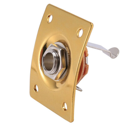 5X Square Style Jack Plate Gitarr Bas Jack 1/4 Output Input Jack Sockel för Elektriska Gitarrdelar och Tillbehör Guld