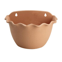 Light Brown Semicircle Wall Hanging Planter with Modern Wave Design, Indoor Outdoor Flower Pot for Home Decor