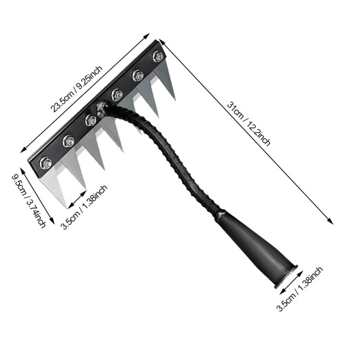(7 Teeth) Steel Garden Rake with Sharp Tines - 50 Char 1