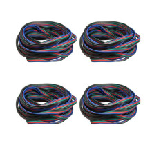 4X Cabo Conector de Extensão de Fio de 4 Pinos para Fita LED RGB 3528 5050 Conector Colorido 5 M