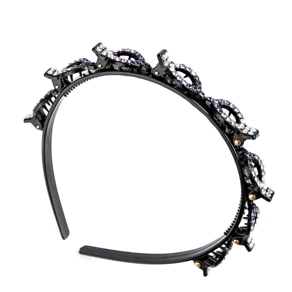 Reach-Tools Purple (Purple) Rhinestone Braided Hair Band Clip